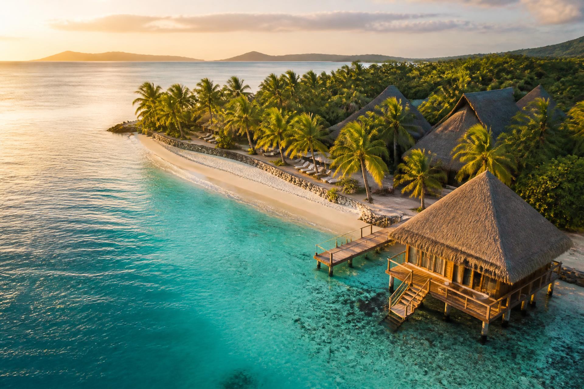 Turquoise Caribbean water and palm trees at an all-inclusive resort beach